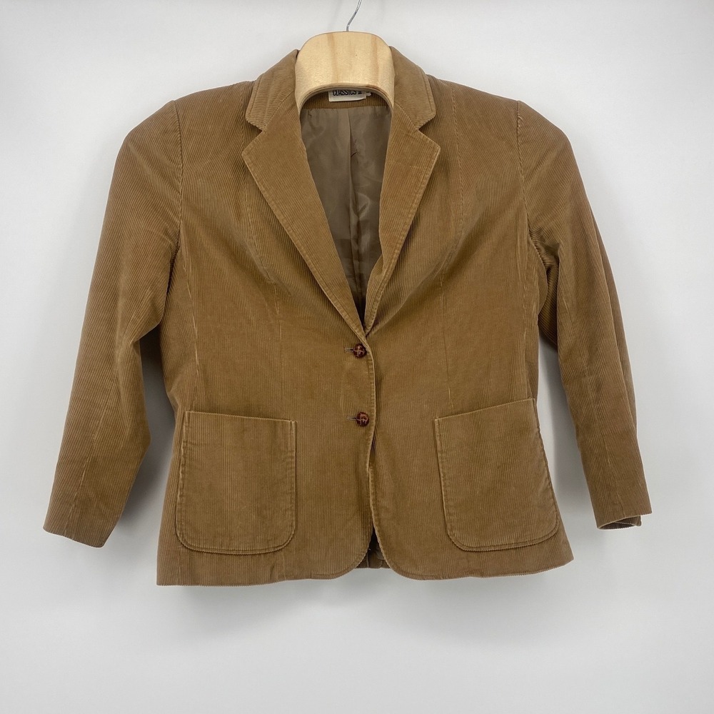 Classics II Corduroy Blazer 38 Tan Vintage Cotton Button Up Excellent